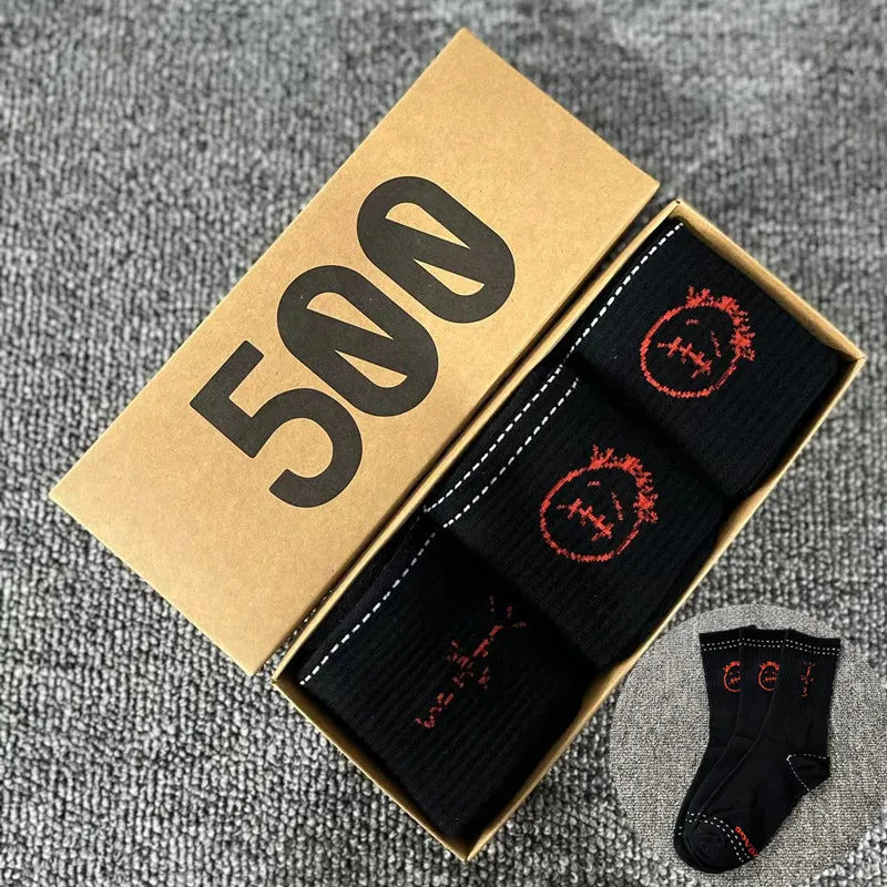 3 Pairs/Box Cactus Jack Cotton Crew Socks for Men