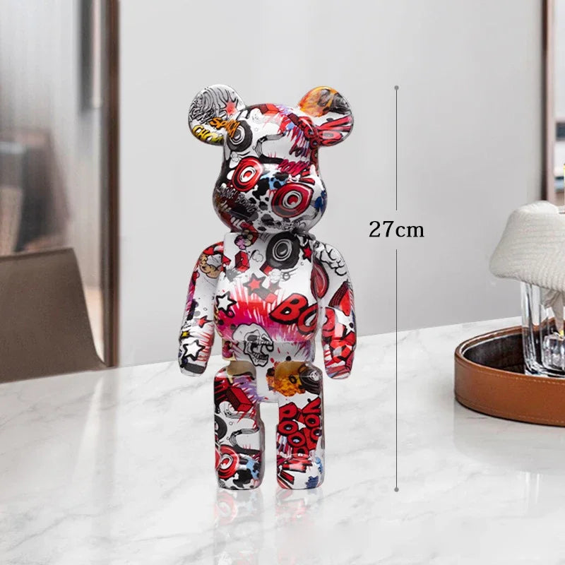 Graffiti Bear Statue – Resin Desktop Ornament & Home Decor Sculpture