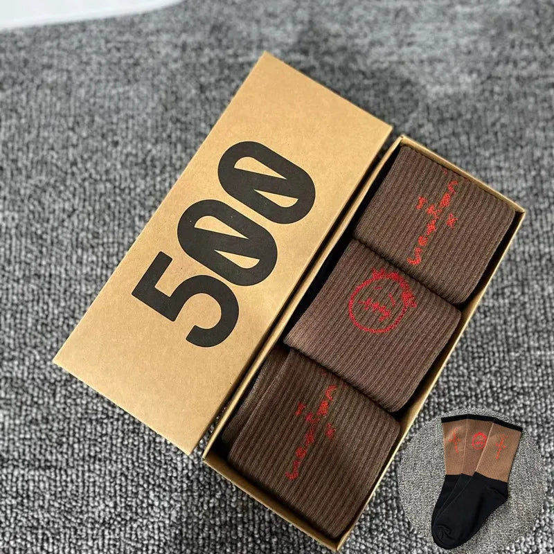 3 Pairs/Box Cactus Jack Cotton Crew Socks for Men