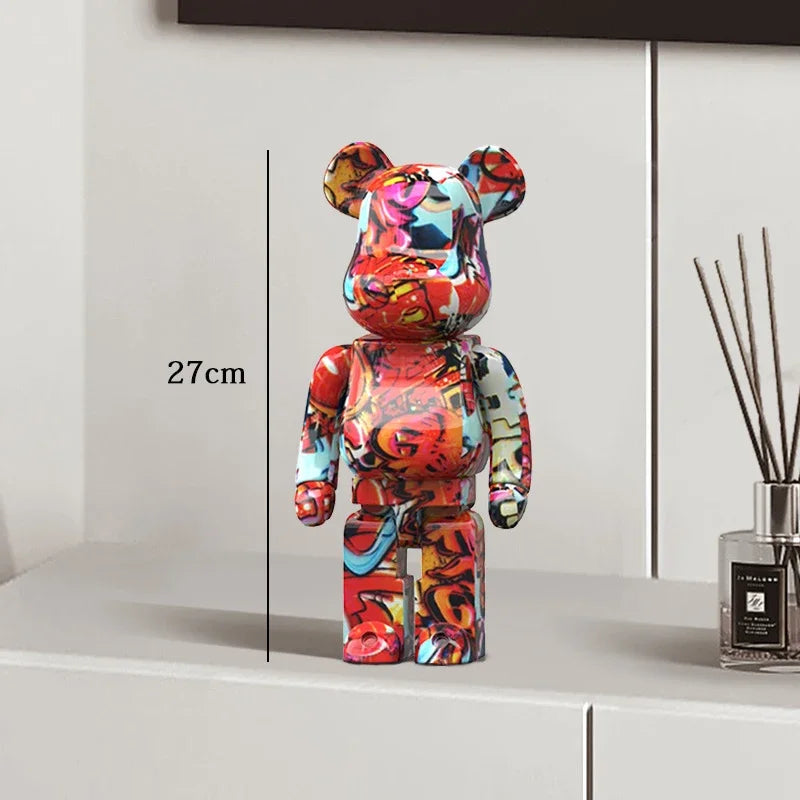 Graffiti Bear Statue – Resin Desktop Ornament & Home Decor Sculpture