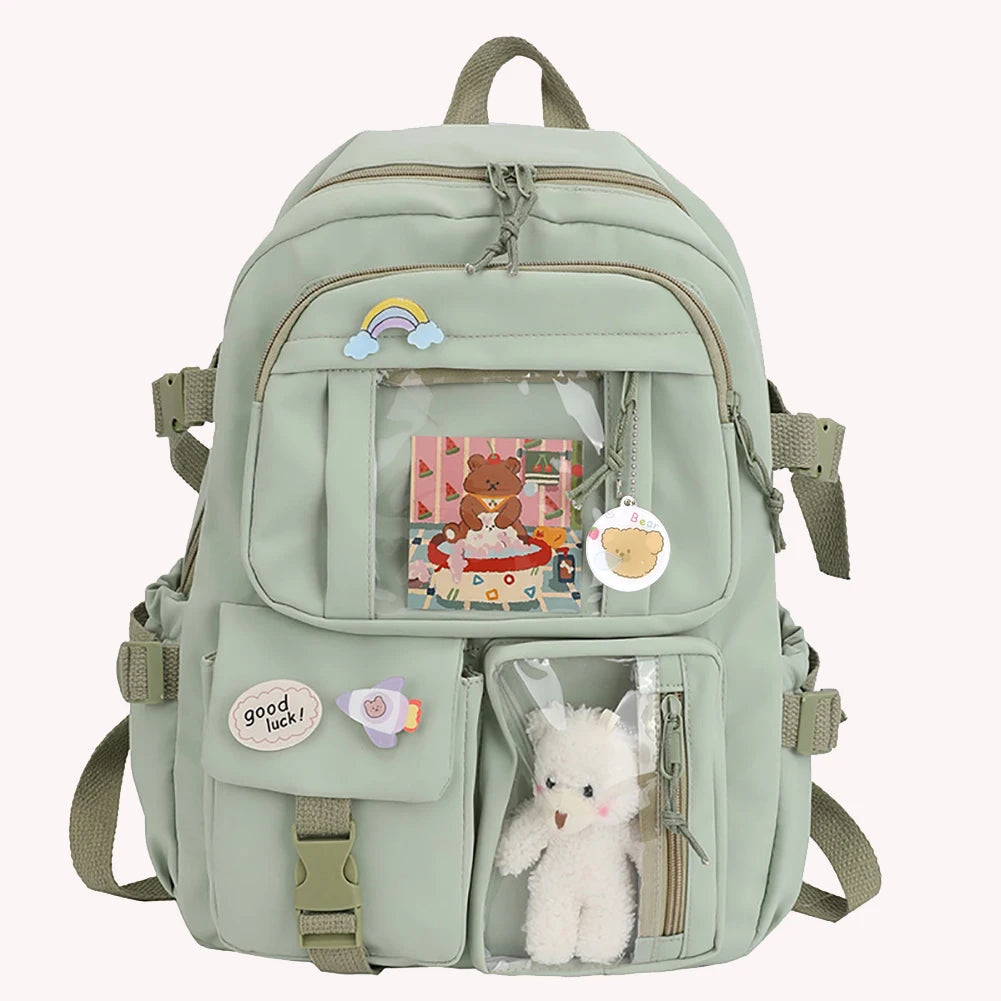 Cute College Rucksack for Students, Large Capacity Nylon Backpack