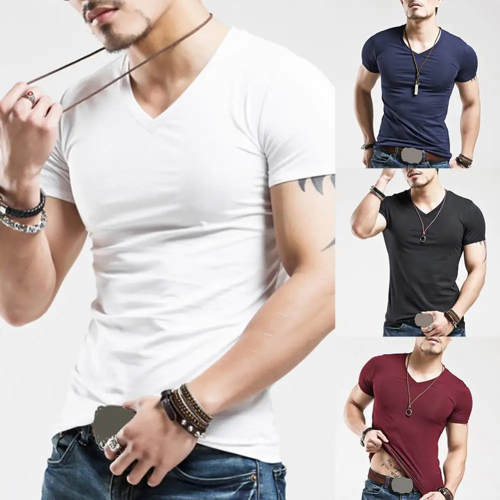 🔥 2024 Men’s V-Neck T-Shirt – Stylish & Comfortable for Everyday Wear