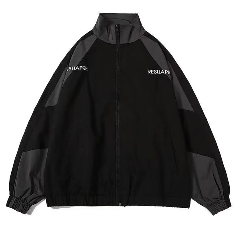 Hip Hop Varsity Jacket – Streetwear Patchwork Windbreaker for Men & Women