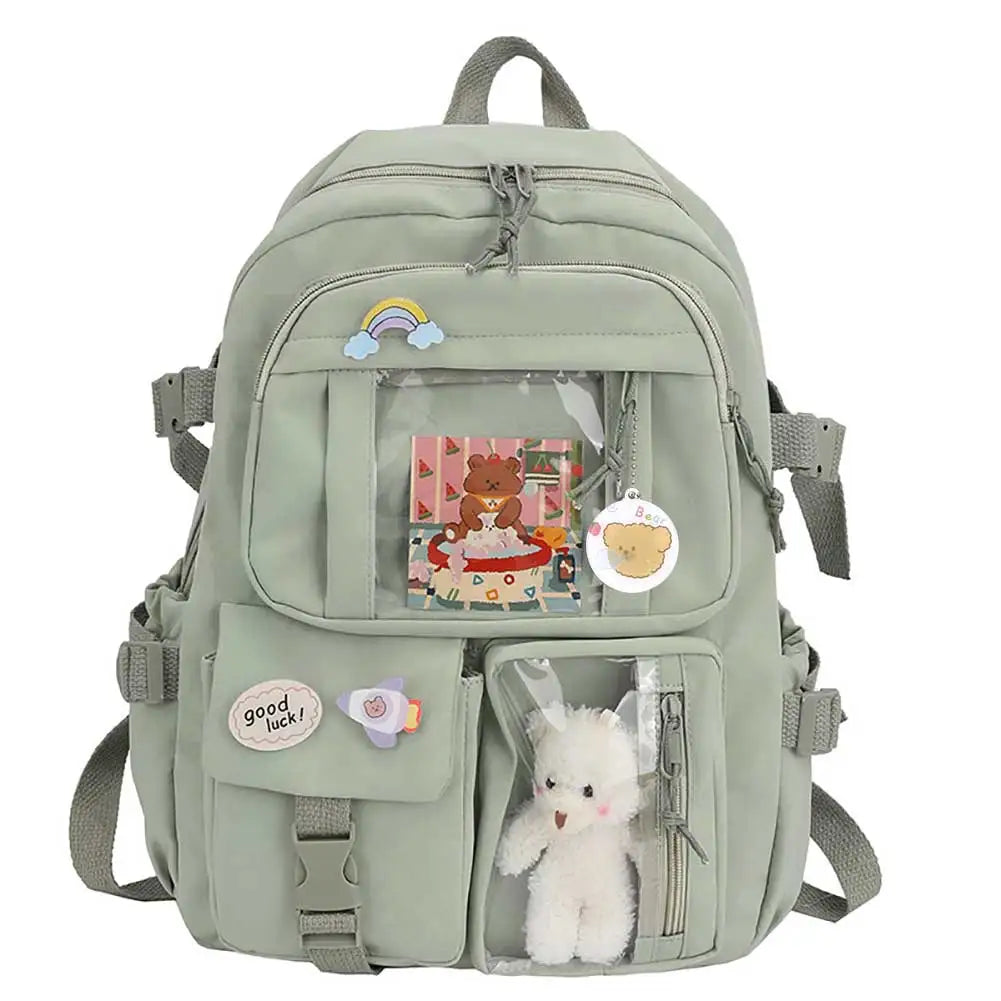 Cute College Rucksack for Students, Large Capacity Nylon Backpack