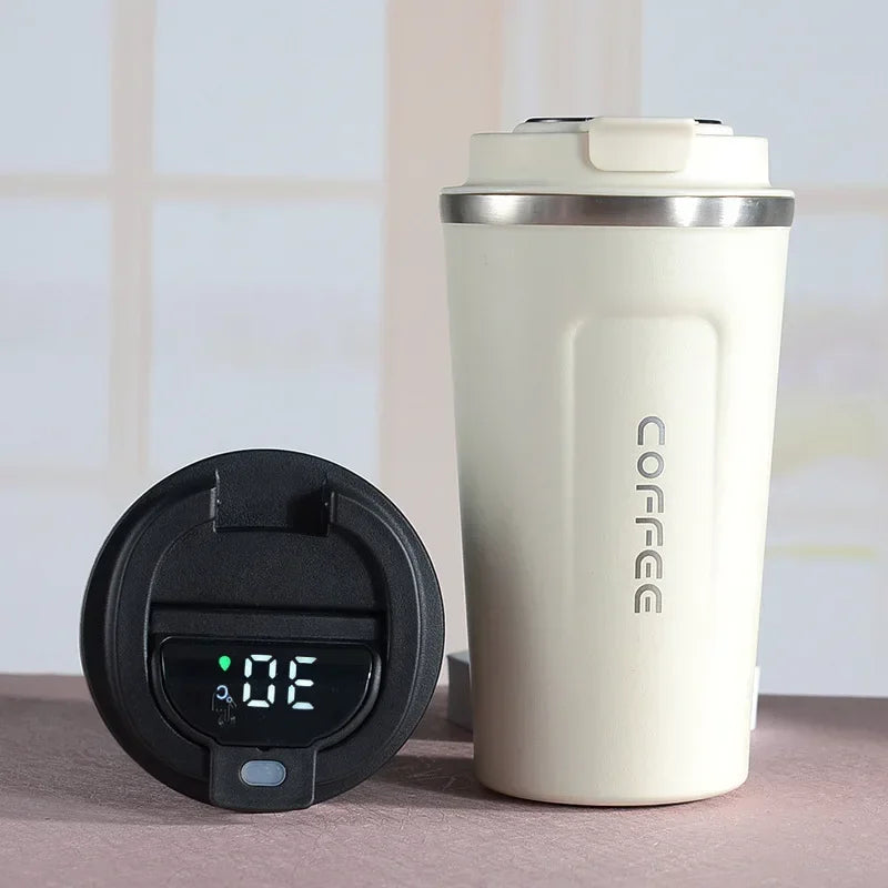 Stainless Steel Thermos Coffee Mug with Temperature Display - Insulated Vacuum Flask