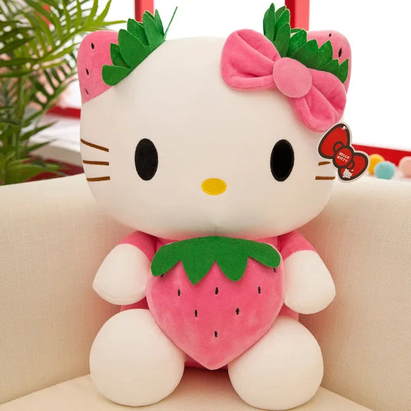 💖 22cm Sanrio KT Cat Plush Toy – Kawaii Strawberry Plush Doll 🎀