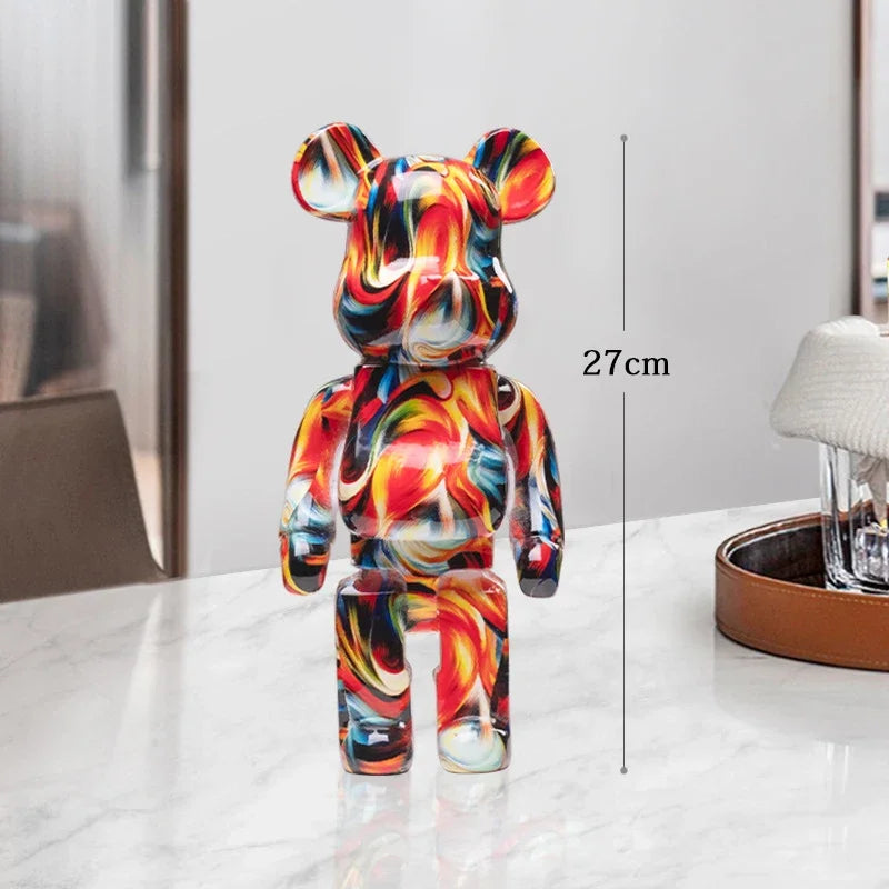 Graffiti Bear Statue – Resin Desktop Ornament & Home Decor Sculpture