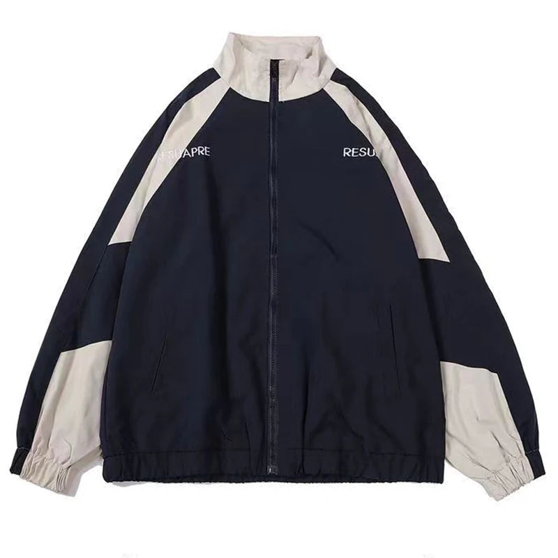 Hip Hop Varsity Jacket – Streetwear Patchwork Windbreaker for Men & Women