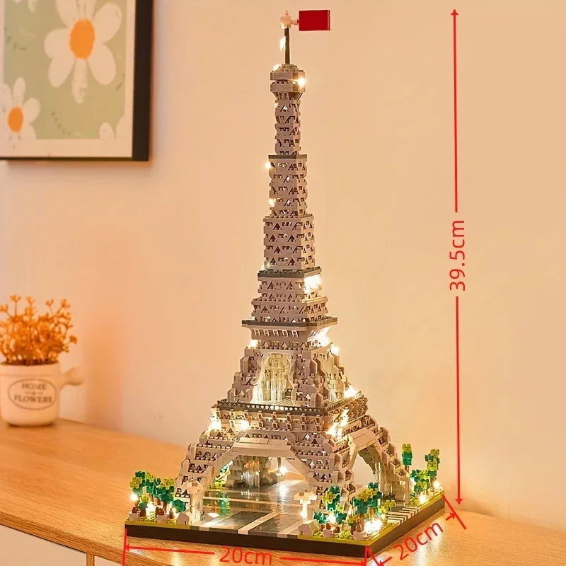Paris Eiffel Tower Mini Building Blocks Set – Light Illuminated