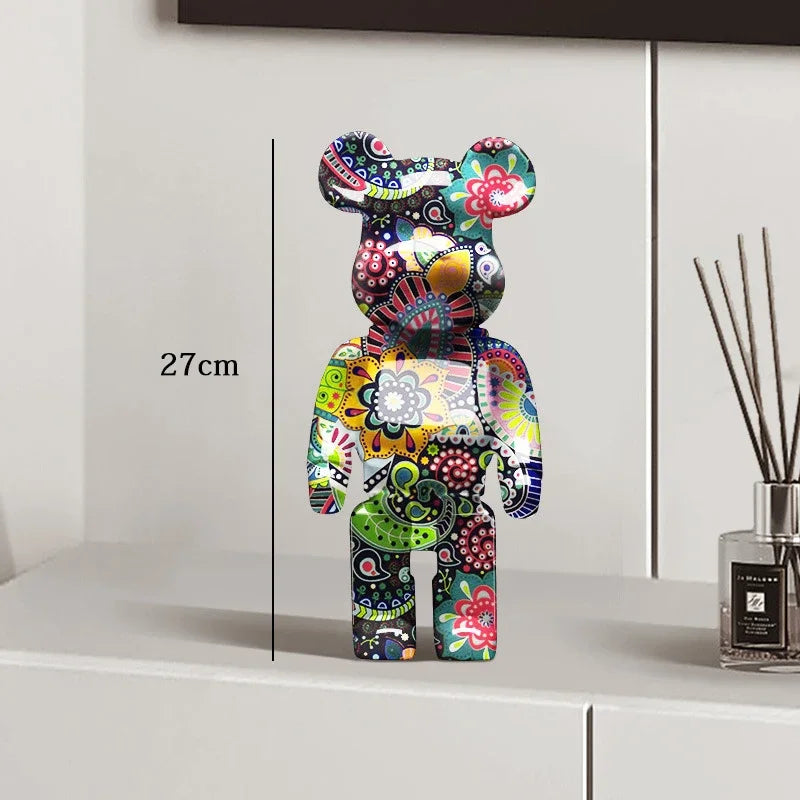 Graffiti Bear Statue – Resin Desktop Ornament & Home Decor Sculpture