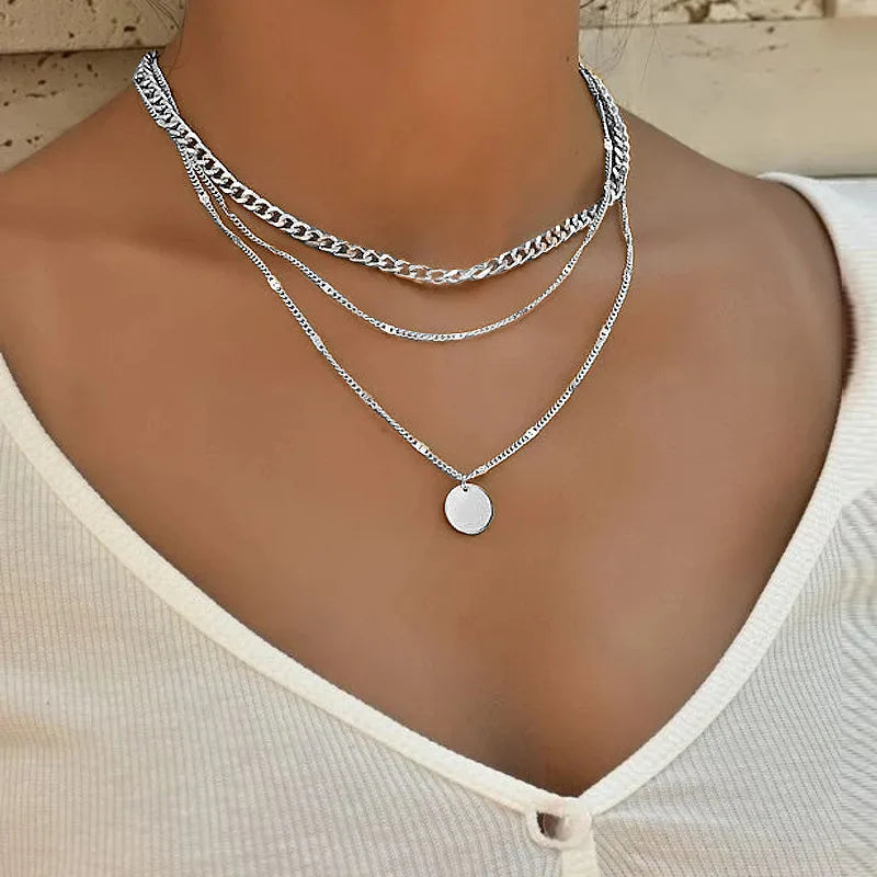 Vintage Pearl Charm Layered Necklace for Women