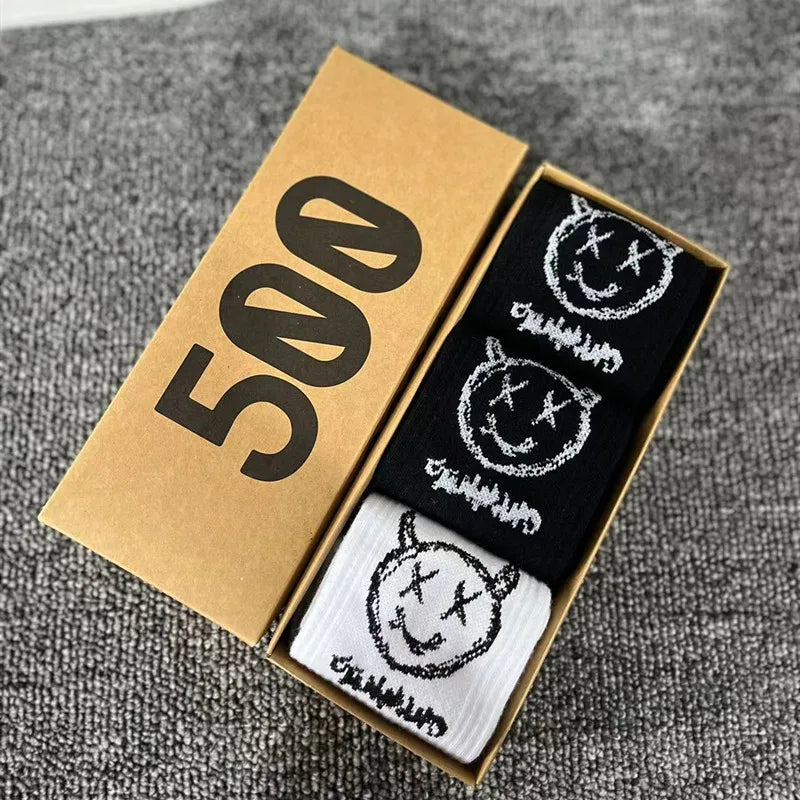 3 Pairs/Box Cactus Jack Cotton Crew Socks for Men