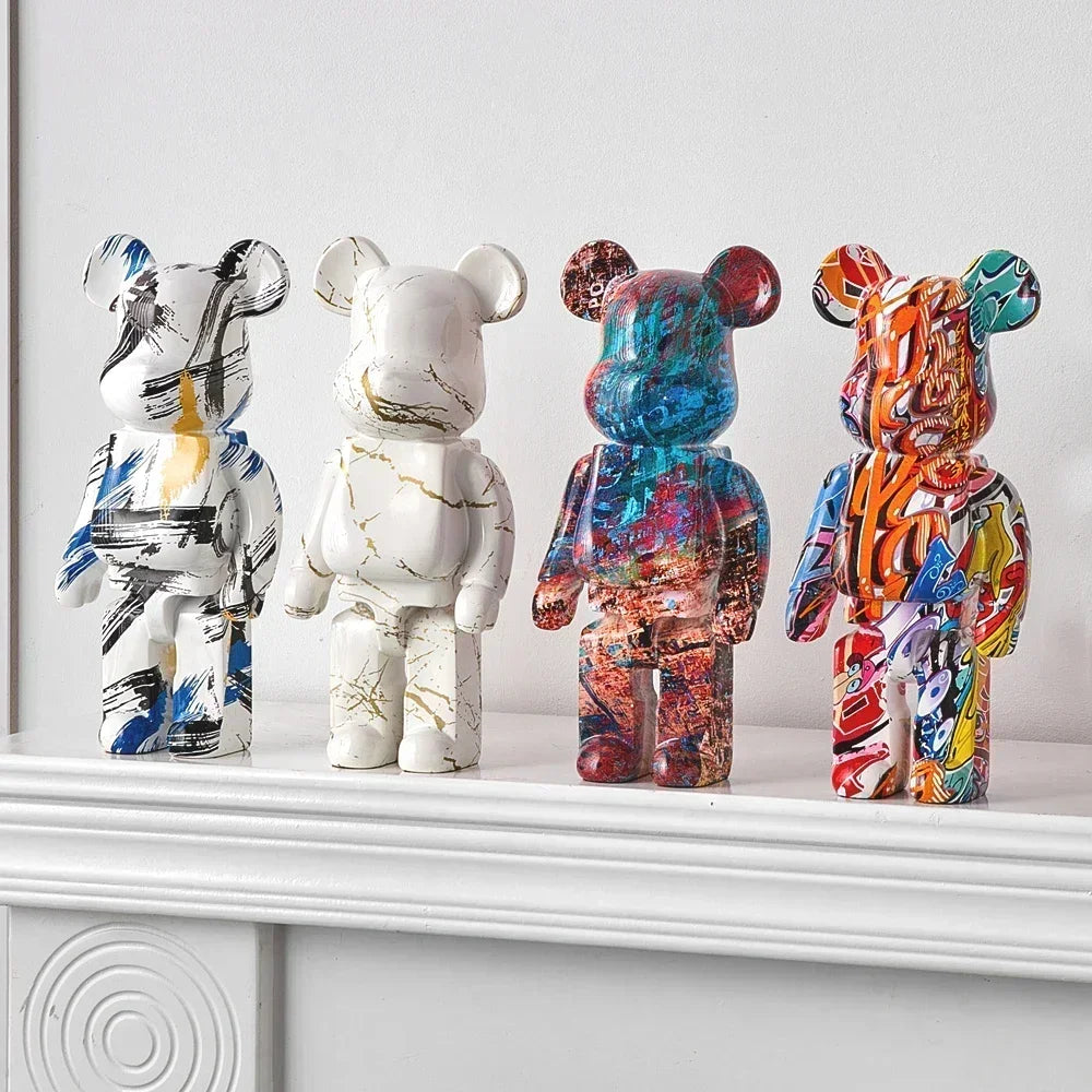 Graffiti Bear Statue – Resin Desktop Ornament & Home Decor Sculpture