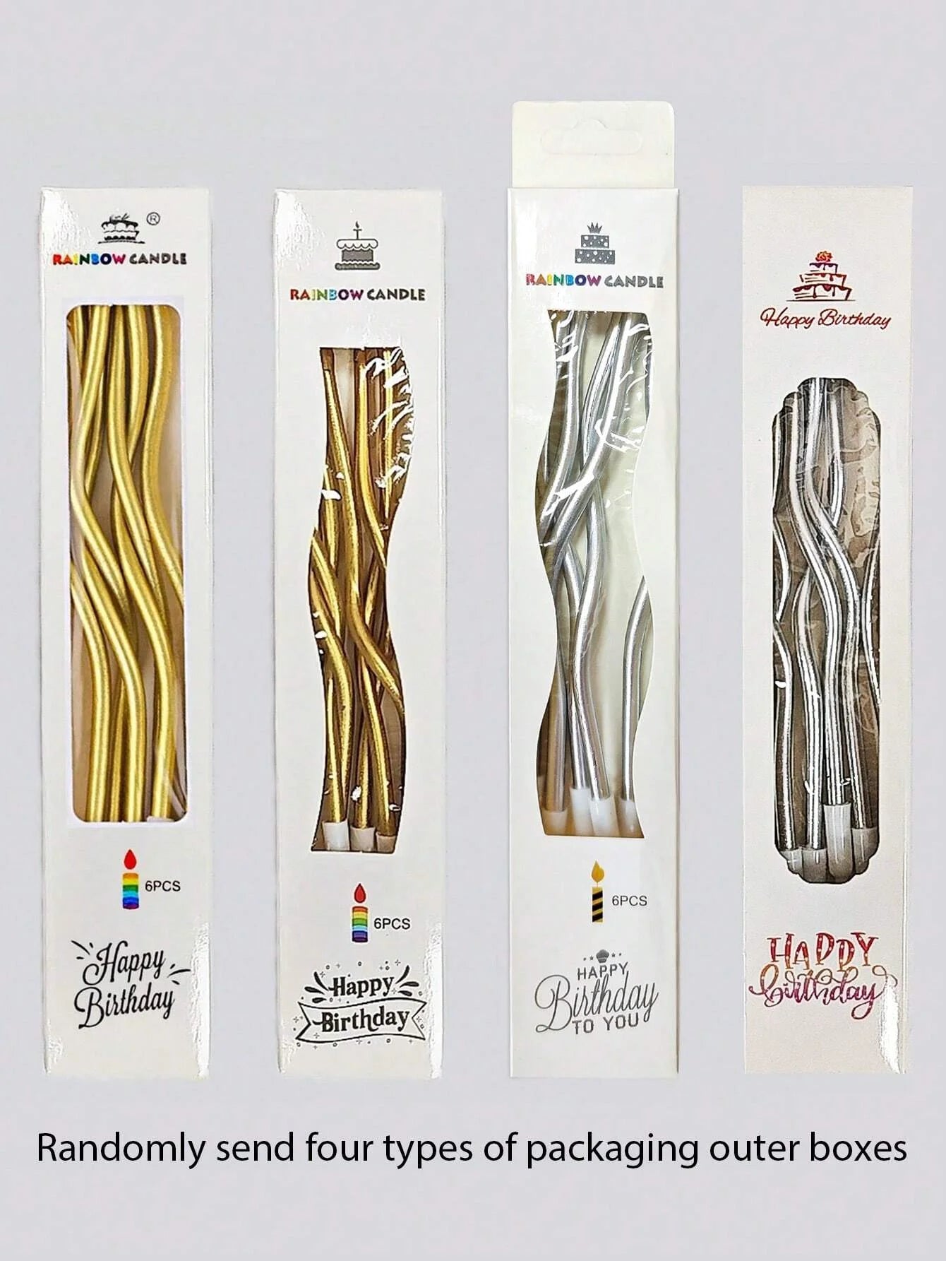 6Pcs Curved Cake Candles – Birthday & Party Decoration