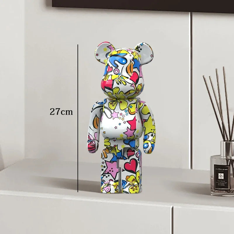 Graffiti Bear Statue – Resin Desktop Ornament & Home Decor Sculpture