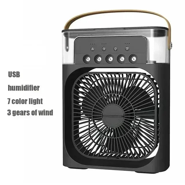 3-in-1 Portable Humidifier Fan – Mini Air Cooler with LED Night Light