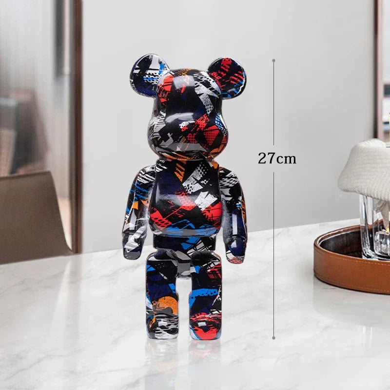 Graffiti Bear Statue – Resin Desktop Ornament & Home Decor Sculpture