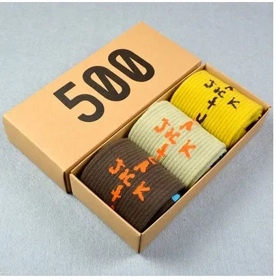 3 Pairs/Box Cactus Jack Cotton Crew Socks for Men