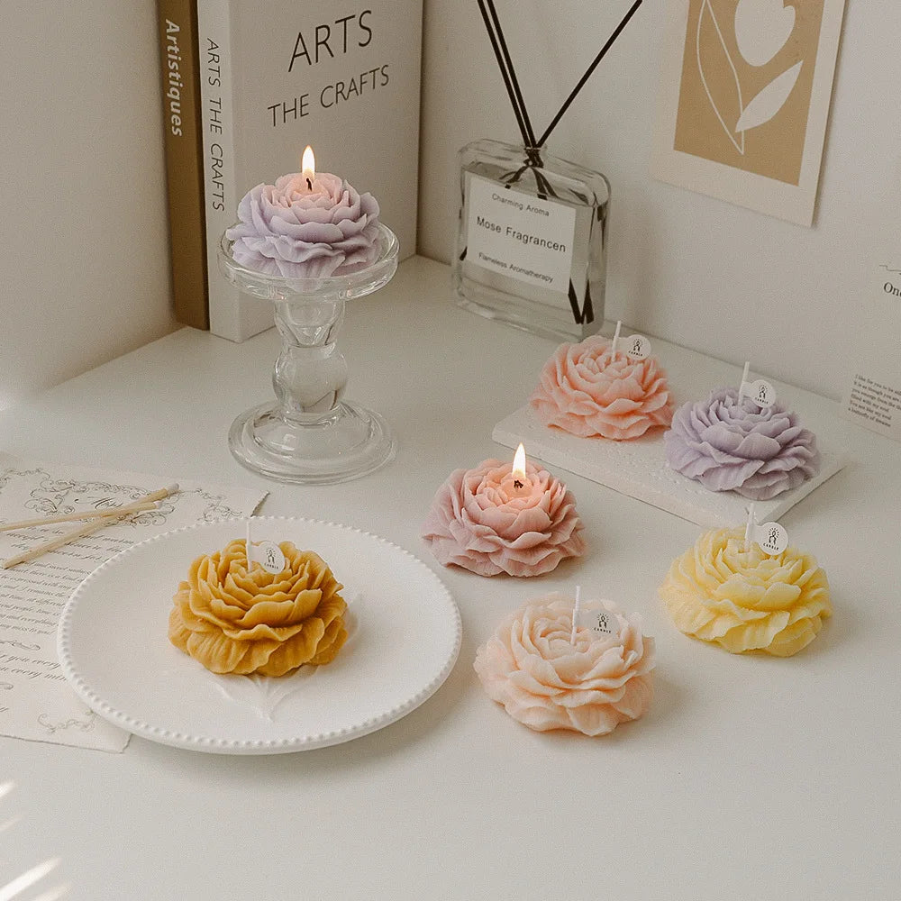 Peony Flower Scented Candle | Handcrafted Natural Soy Wax Aromatherapy