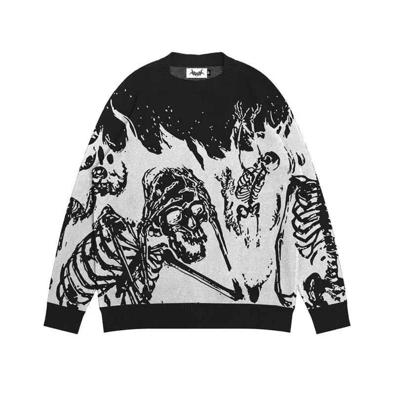 Oversized Anime Graffiti Sweater | Harajuku Streetwear 2023 Winter Cotton Pullover
