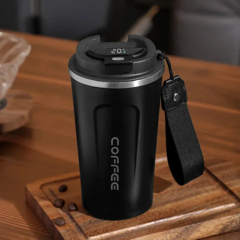 Stainless Steel Thermos Coffee Mug with Temperature Display - Insulated Vacuum Flask