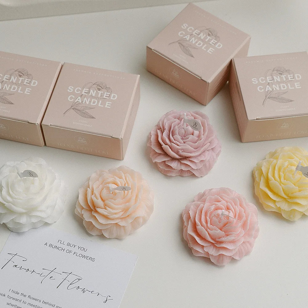 Peony Flower Scented Candle | Handcrafted Natural Soy Wax Aromatherapy
