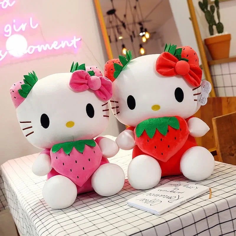 💖 22cm Sanrio KT Cat Plush Toy – Kawaii Strawberry Plush Doll 🎀
