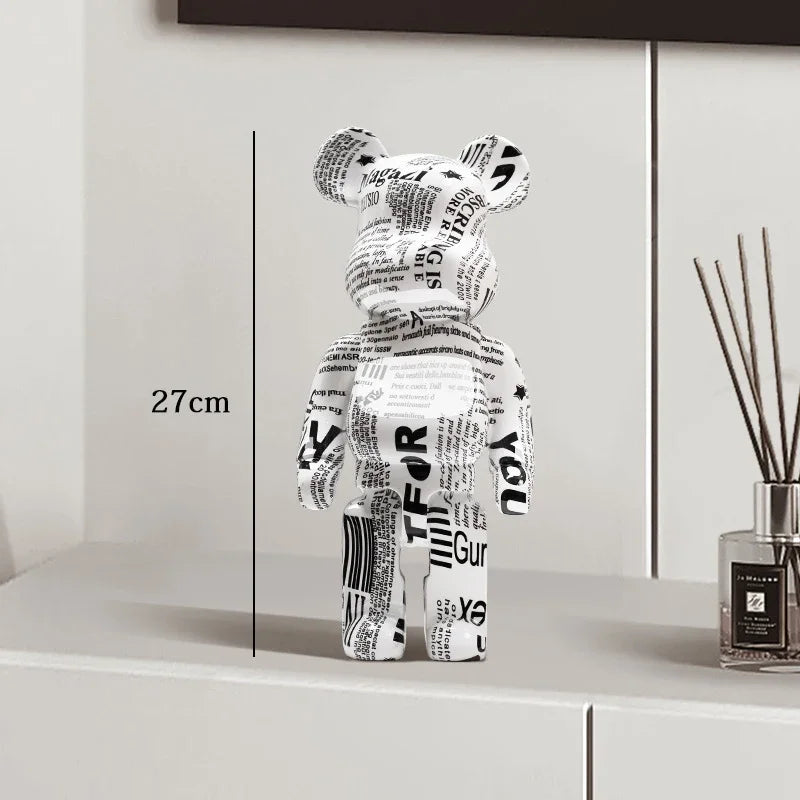 Graffiti Bear Statue – Resin Desktop Ornament & Home Decor Sculpture