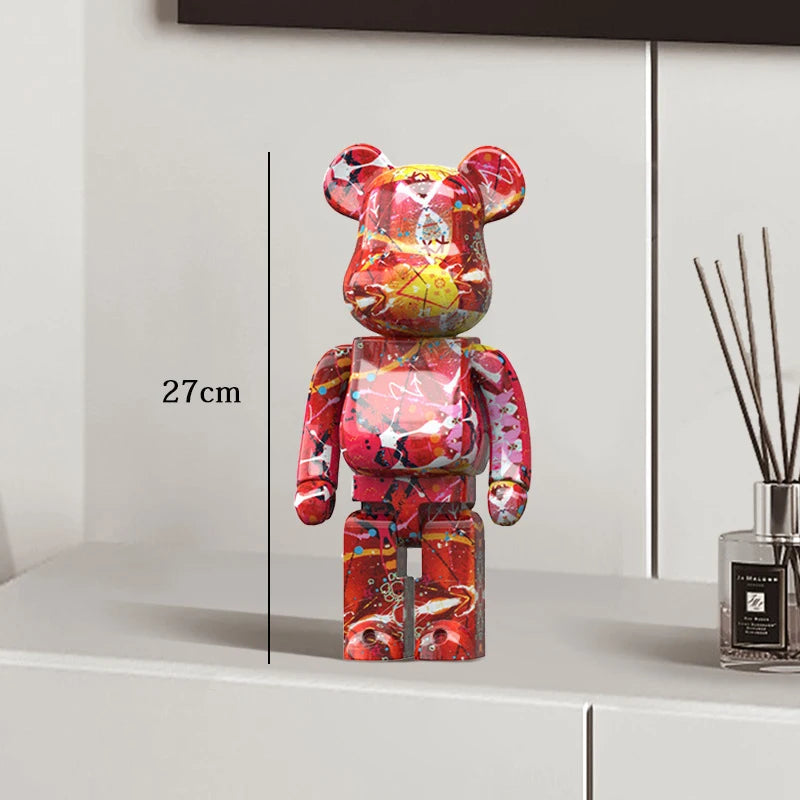 Graffiti Bear Statue – Resin Desktop Ornament & Home Decor Sculpture
