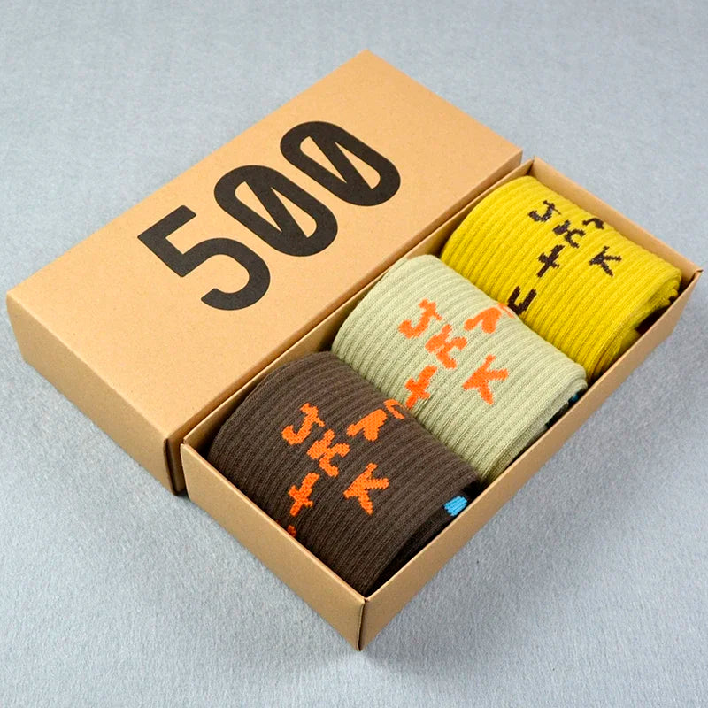 3 Pairs/Box Cactus Jack Cotton Crew Socks for Men