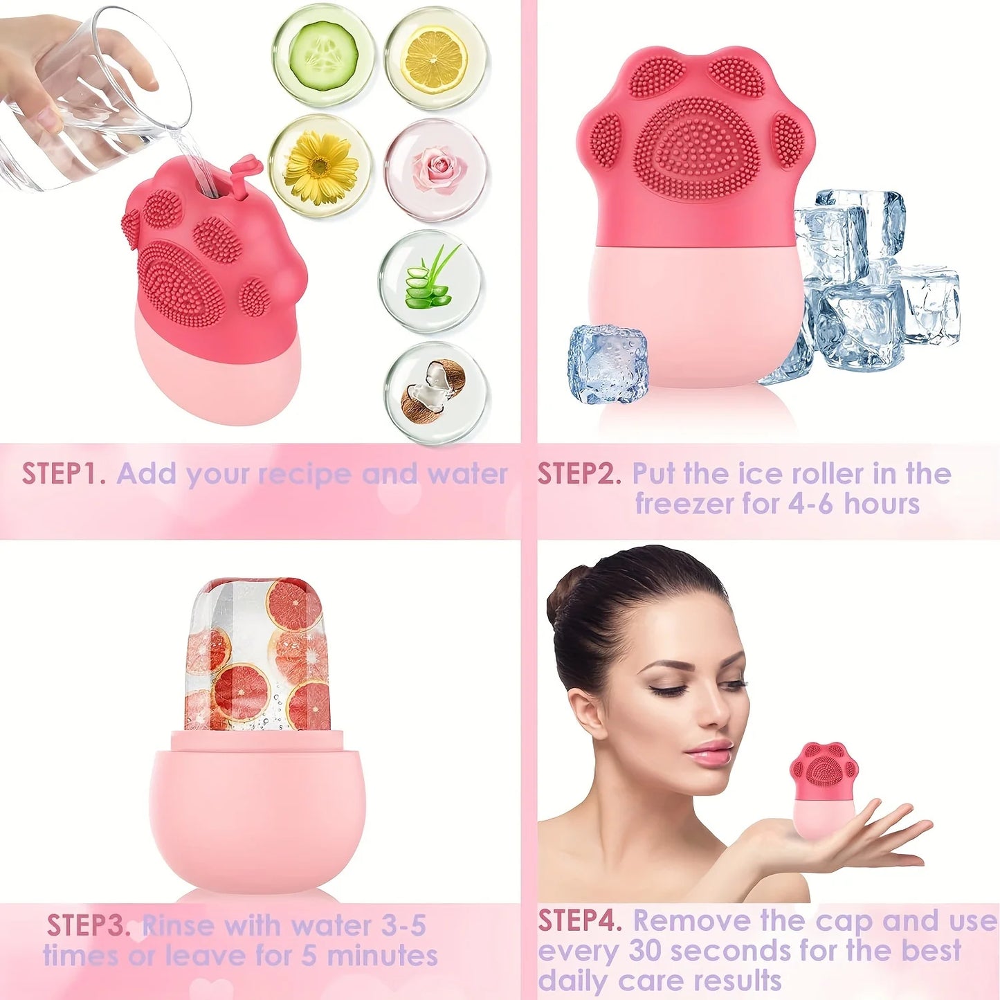 2-in-1 Facial Ice Roller & Silicone Face Brush – Reduce Puffiness, Tighten Pores & Deep Clean Skin