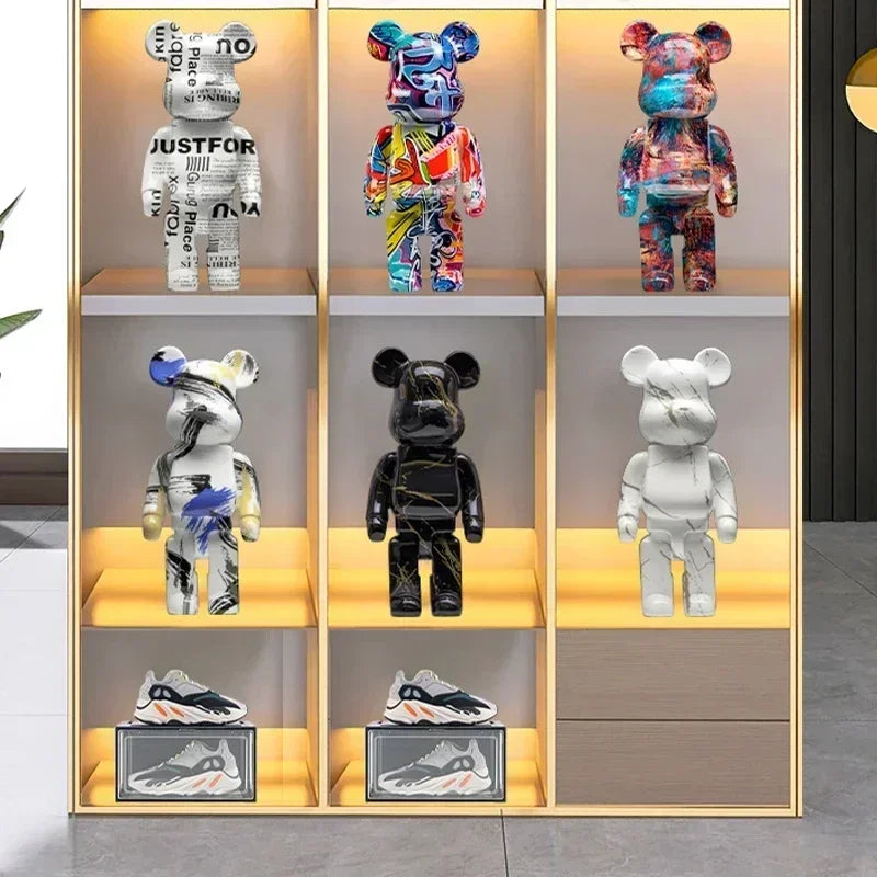 Graffiti Bear Statue – Resin Desktop Ornament & Home Decor Sculpture