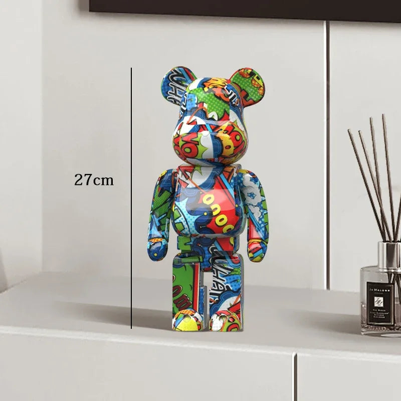 Graffiti Bear Statue – Resin Desktop Ornament & Home Decor Sculpture