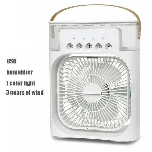 3-in-1 Portable Humidifier Fan – Mini Air Cooler with LED Night Light