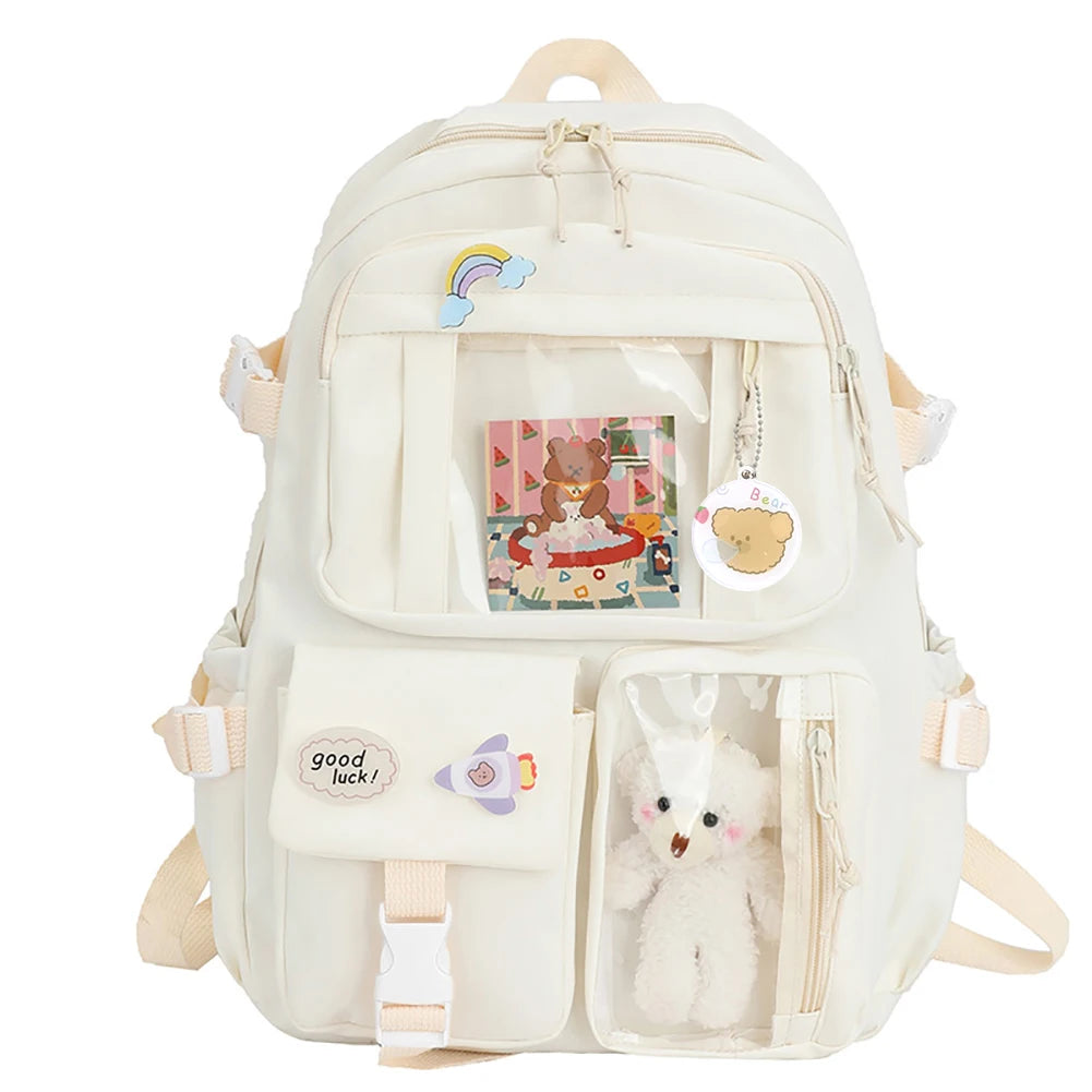 Cute College Rucksack for Students, Large Capacity Nylon Backpack