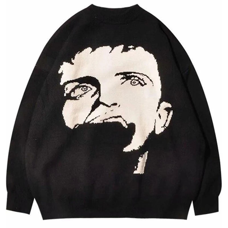 Oversized Anime Graffiti Sweater | Harajuku Streetwear 2023 Winter Cotton Pullover