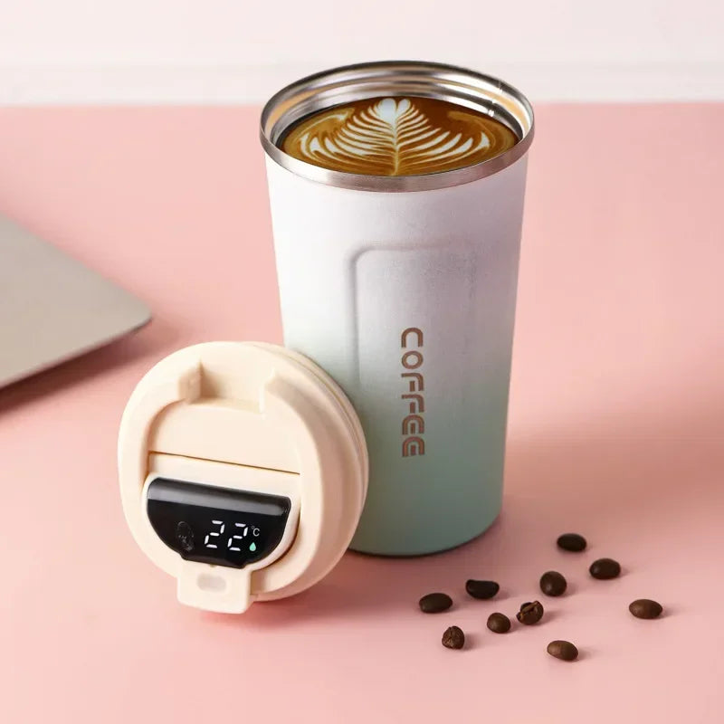 Stainless Steel Thermos Coffee Mug with Temperature Display - Insulated Vacuum Flask
