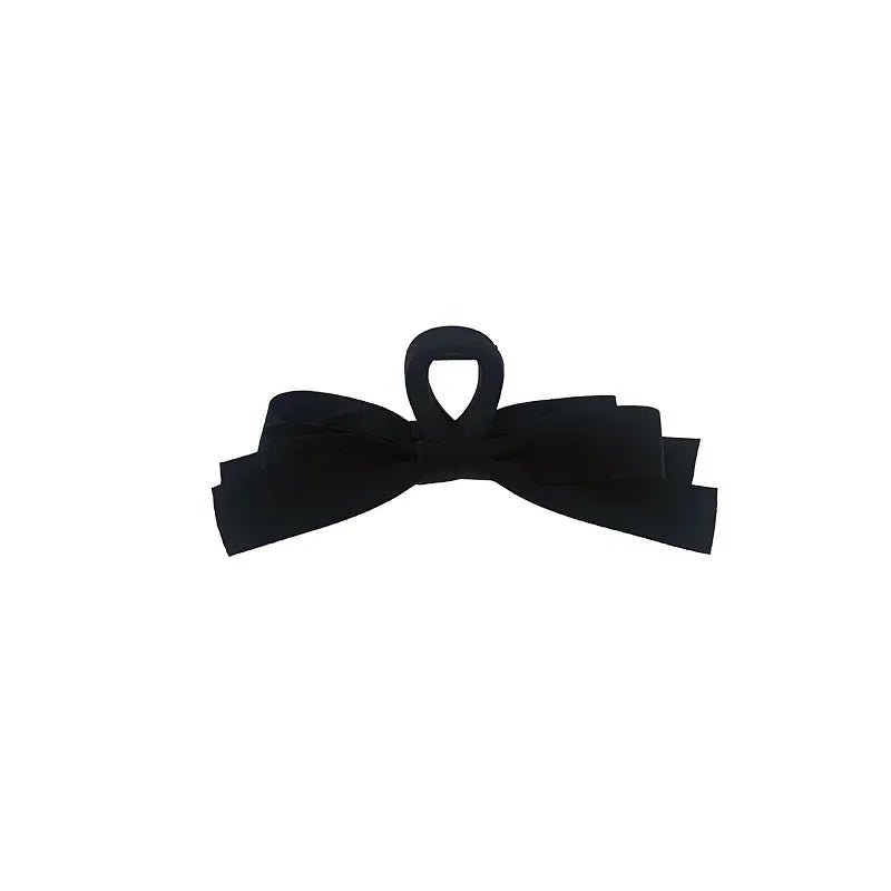 Elegant Black Bow Hair Claw – Stylish Plastic Hair Clip for Women & Girls