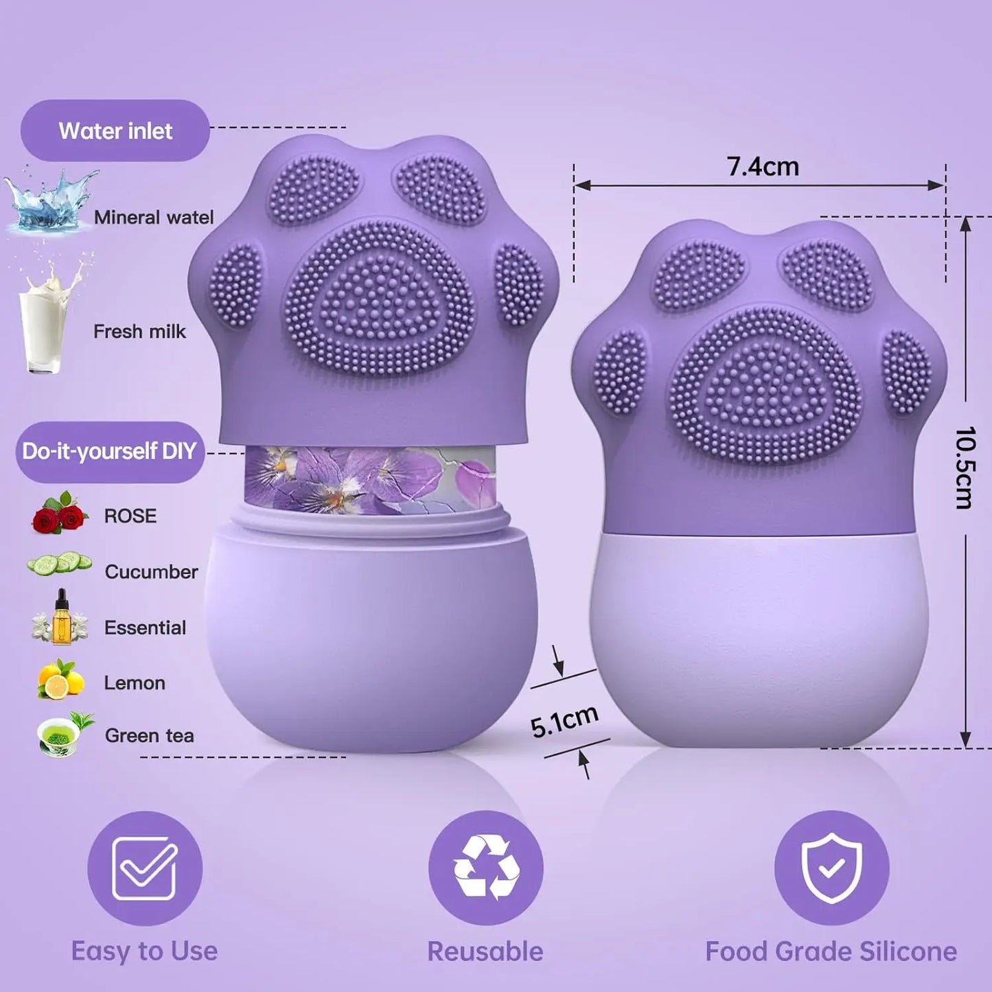 2-in-1 Facial Ice Roller & Silicone Face Brush – Reduce Puffiness, Tighten Pores & Deep Clean Skin