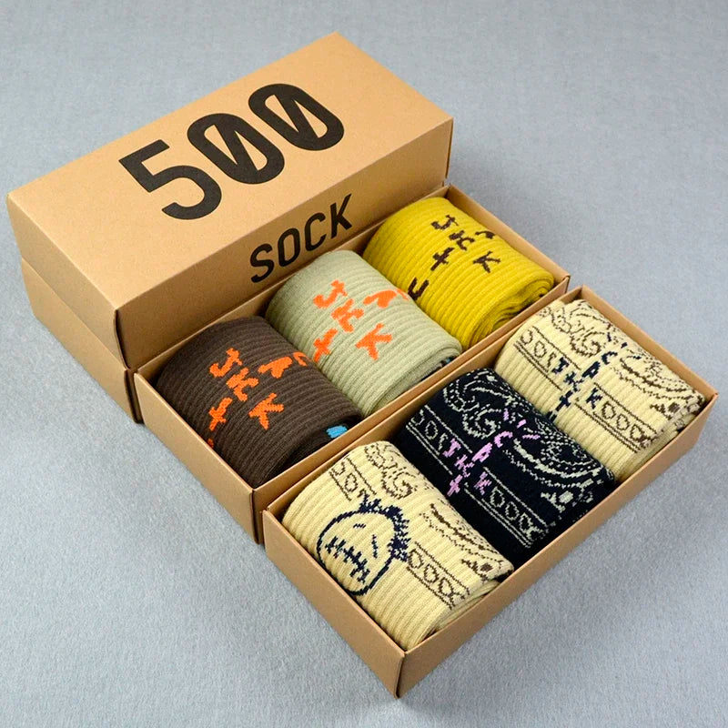 3 Pairs/Box Cactus Jack Cotton Crew Socks for Men