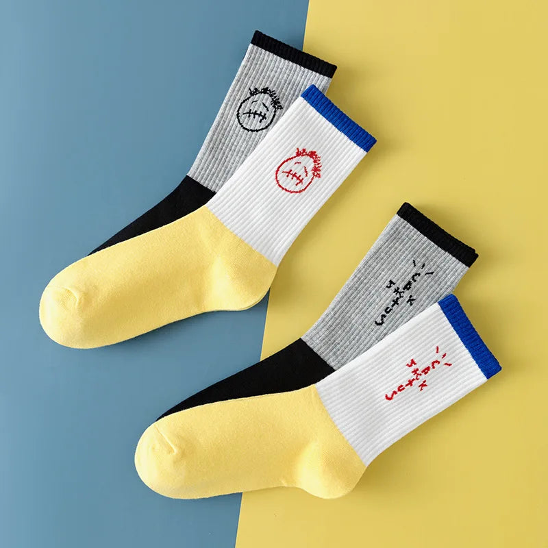 3 Pairs/Box Cactus Jack Cotton Crew Socks for Men