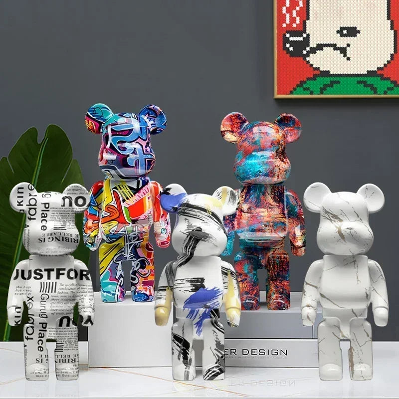 Graffiti Bear Statue – Resin Desktop Ornament & Home Decor Sculpture