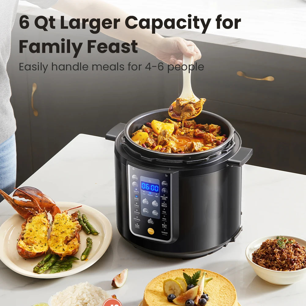 COMFEE 9-in-1 Electric 9-in-1 Pressure Cooker – 6 Quart, Non-Stick Inner Pot, 13 Presets, & Delay Timer for Easy Cooking