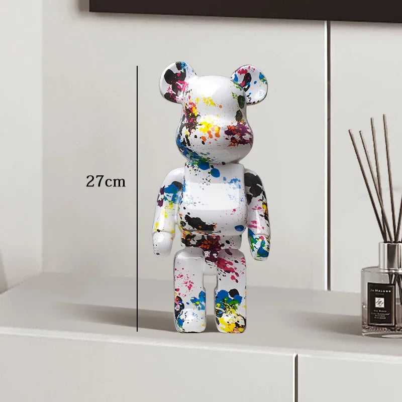Graffiti Bear Statue – Resin Desktop Ornament & Home Decor Sculpture
