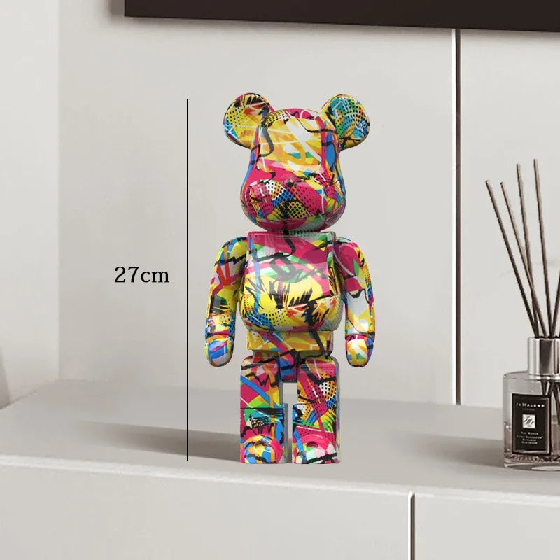 Graffiti Bear Statue – Resin Desktop Ornament & Home Decor Sculpture