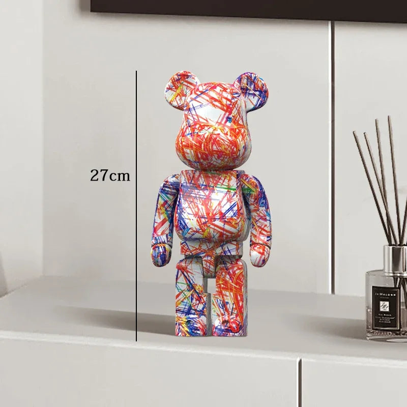 Graffiti Bear Statue – Resin Desktop Ornament & Home Decor Sculpture