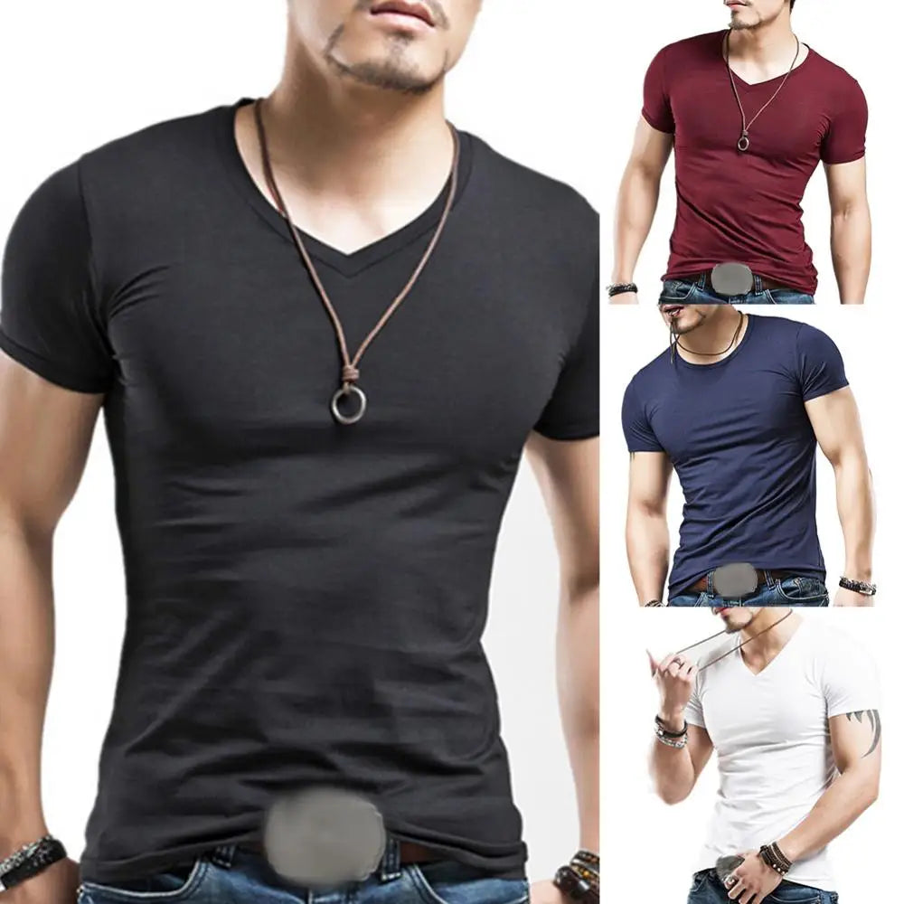 🔥 2024 Men’s V-Neck T-Shirt – Stylish & Comfortable for Everyday Wear