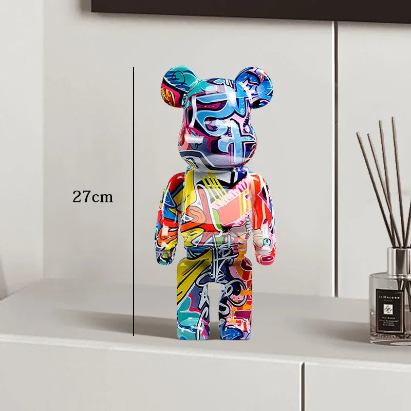 Graffiti Bear Statue – Resin Desktop Ornament & Home Decor Sculpture