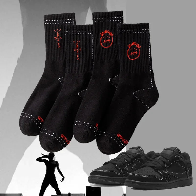 3 Pairs/Box Cactus Jack Cotton Crew Socks for Men
