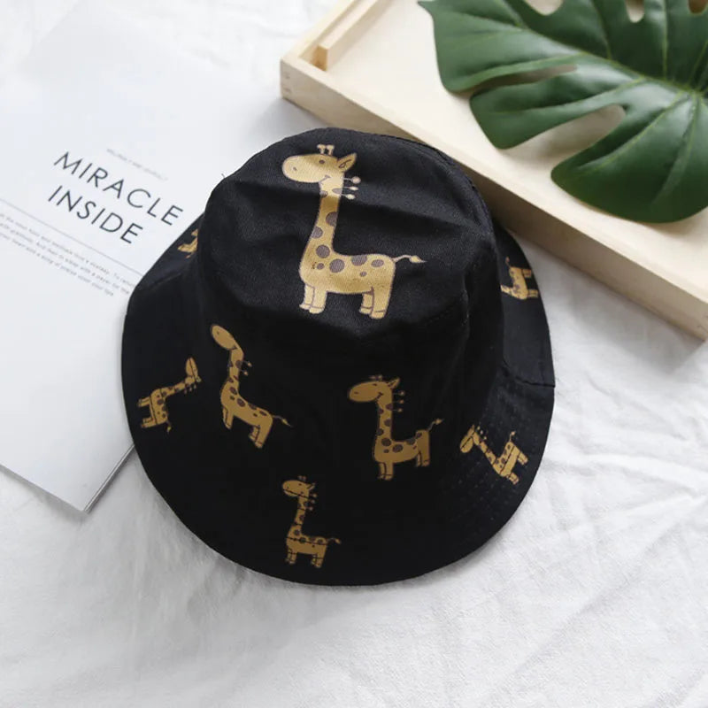 Cartoon Giraffe Baby Bucket Cap - Sun Hat for Kids 2-5 Years